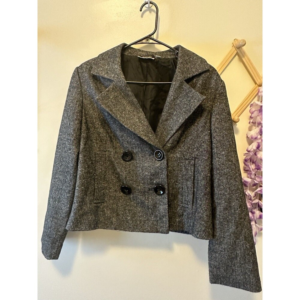 Studio Works Medium Suit Jacket Office Gray Double Breasted Buttons